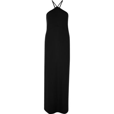 Black side split maxi dress